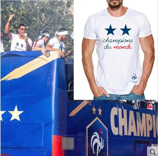 2018 Футболка с принтом Champions parade для pogba Mbappe Griezmann Giroud подарок вееров|Мужские