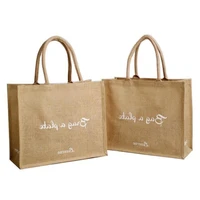 wholesale 100pcslot custom printed reusable foldable hessian shopping bags burlap jute linen grocery tote bag for ads