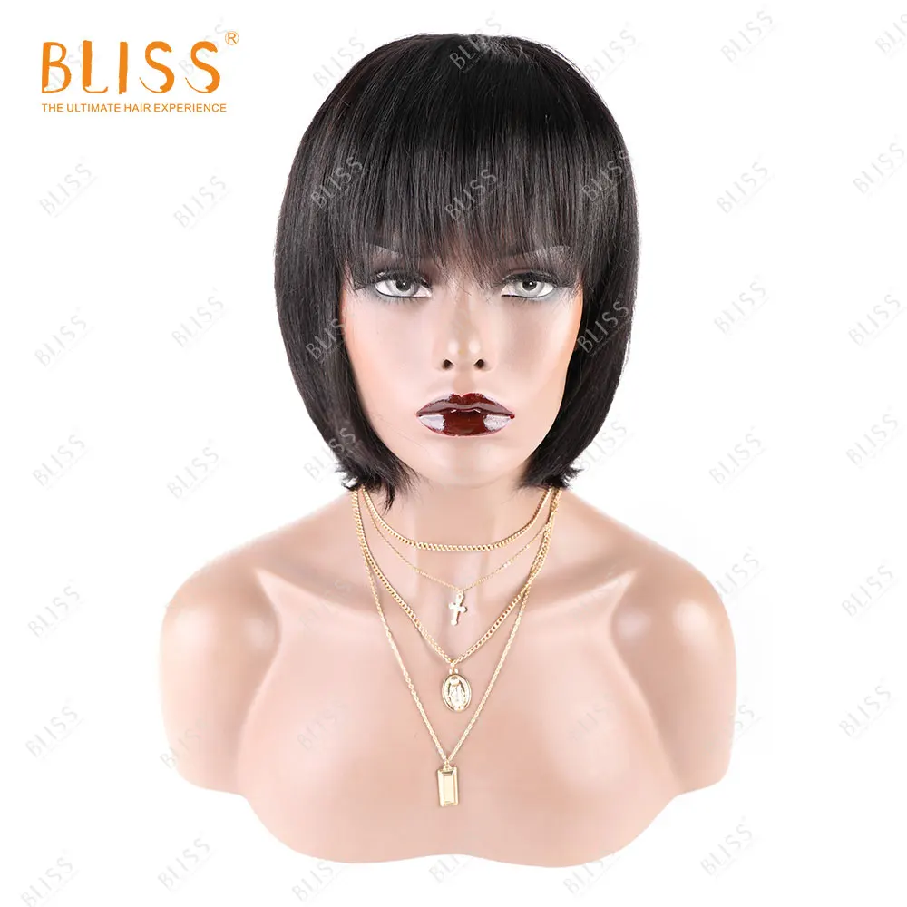 Парики из натуральных волос Bliss 100% женские короткие парики бразильские
