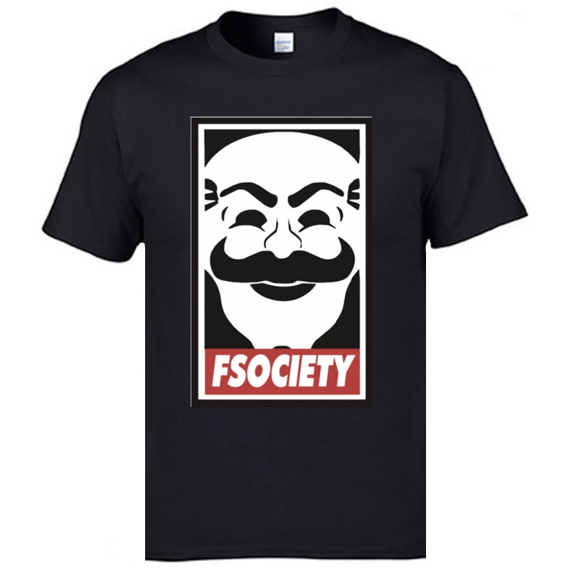 Скидка мужские футболки Fsociety Mr Robot Poster футболка с коротким рукавом
