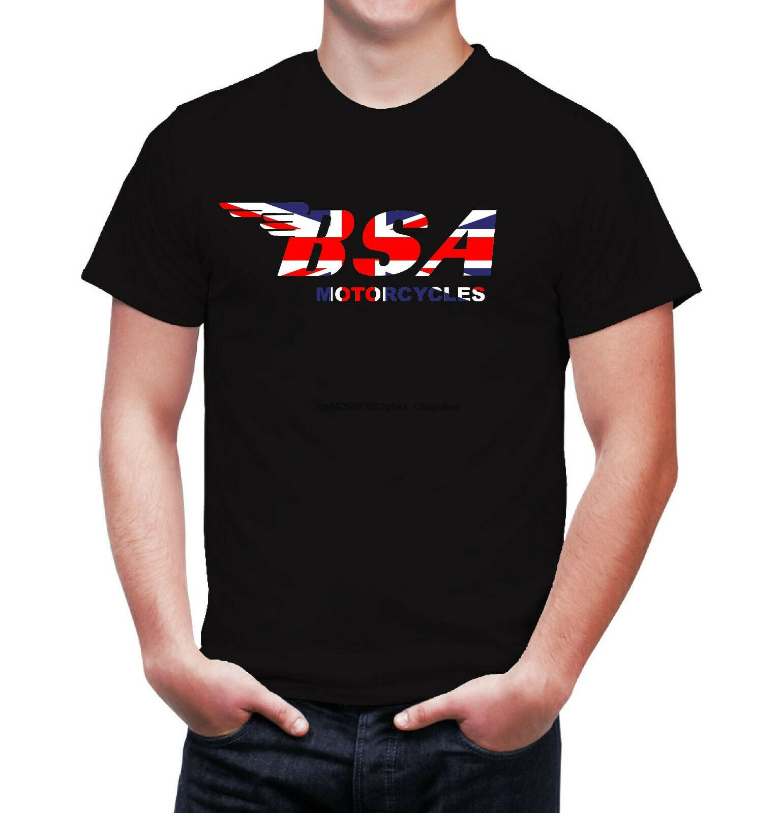 Футболка с логотипом BSA флагом Союза мотоцикла |