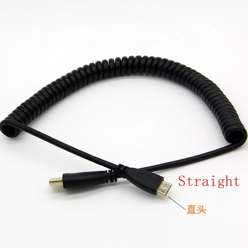 Мини-Кабель HDMI на левый и правый угол растягивающийся гибкий кабель с резьбой