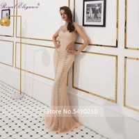 royal elegance 2020 sexy beaded fishtail evening dress high neckline fashionable prom dress occasional wear