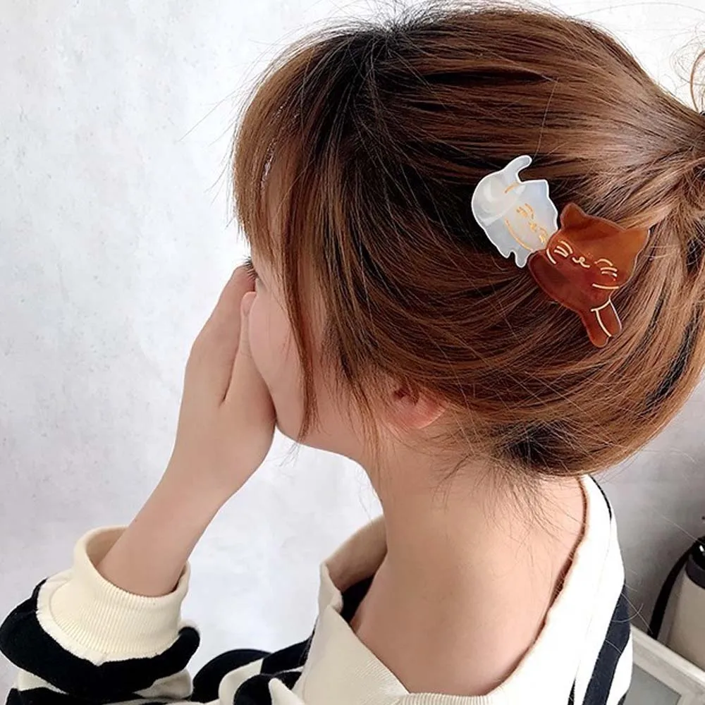 Модная женская заколка для волос с милым котом акриловая маленьких девочек