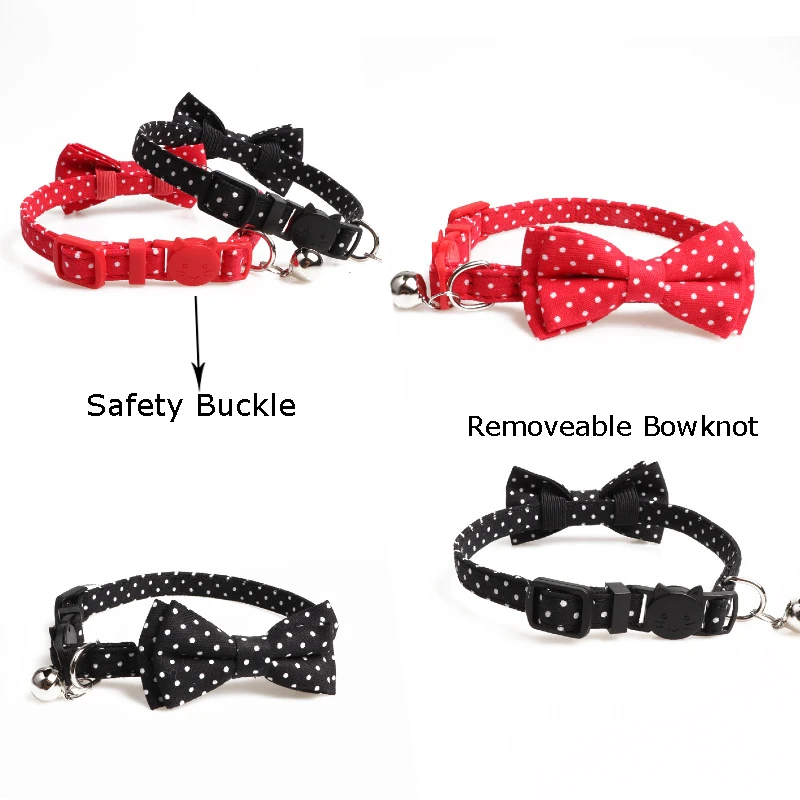 Классический ошейник в горошек с маленькими котами милое ожерелье бантом для