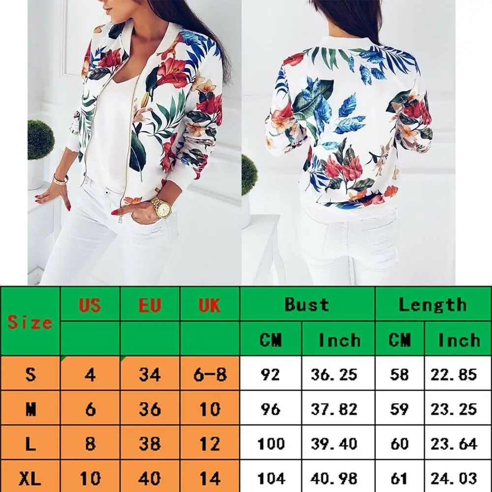 

Retro Floral Printed Short Jacket Woman Zipper Bomber Female Spring Outwear Casual Long Sleeve Fashion Women's Clothes
