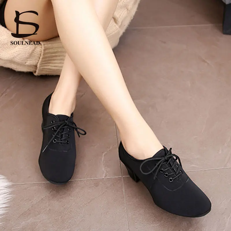 Jazz Latin Dance Shoes Women Salsa Tango Dancing Shoe Girls Lady's Black Size 34-42 Training Modern Woman Ballroom Dance Sneaker