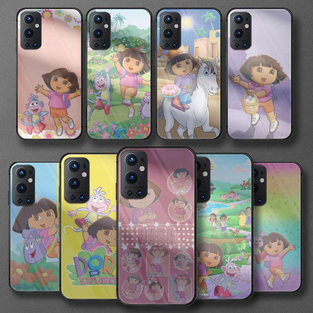 

Adventurous Cute-Doras Tempered Glass Phone Case For Oneplus Realme Q3 C21 GT Nord 5 6 7 8 9 T Pro Oppo Find X3 Cover Prime Hot