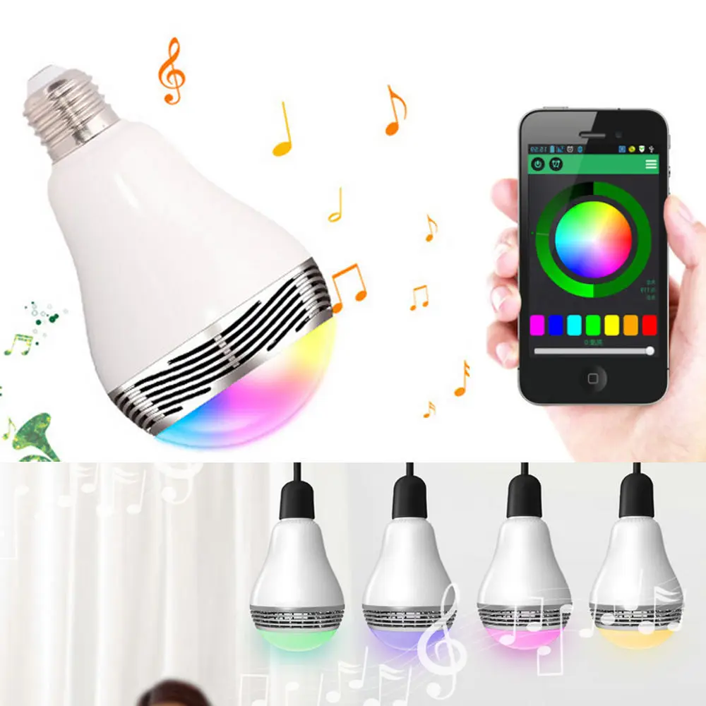 

2016 новое поступление E27 6 Вт RGB LED Bluetooth управление умная Музыка Аудио Динамик светодиодная RGB цветная лампа светильник пы