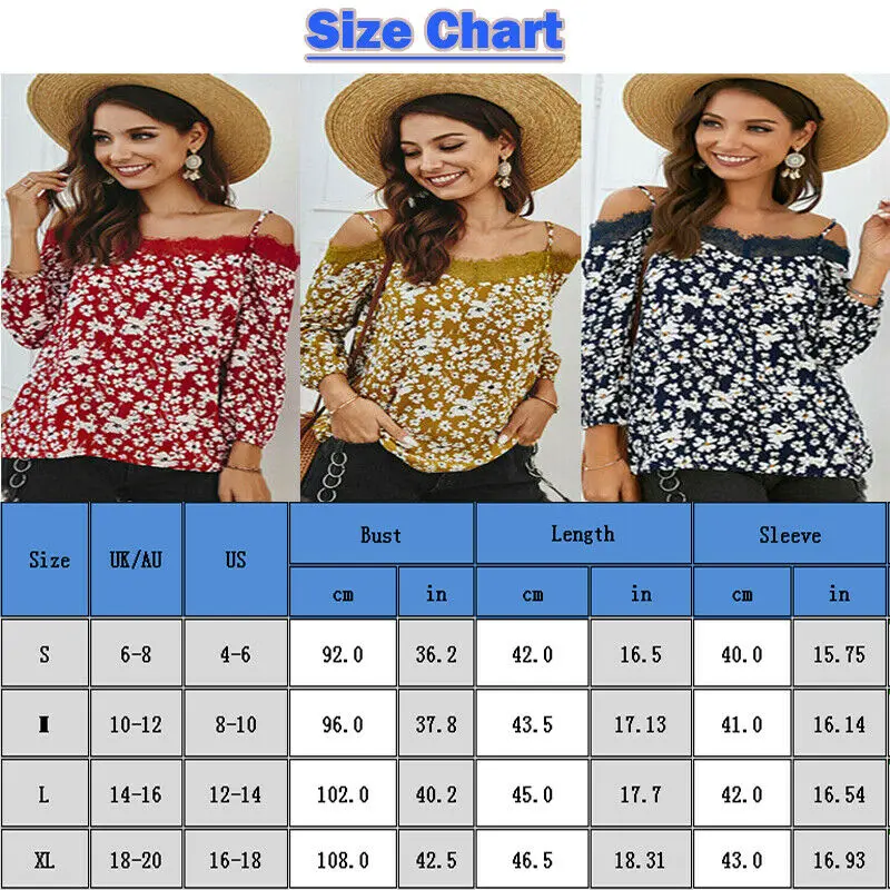 

Women's Blouses Long Puff Sleeve Floral Print Sexy Off Shoulder Top Ladies Loose Casual Lace V Neck Autumn Summer Backless 2020