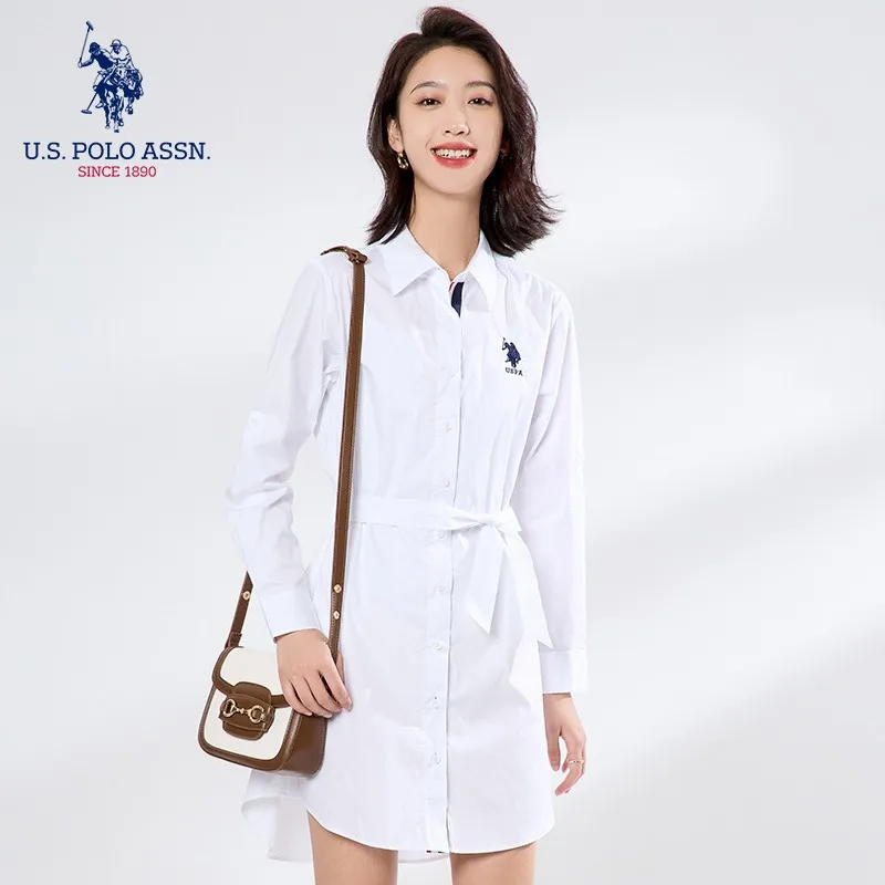Поло США ASSN. Женское платье на весну и осень свободная Милая юбка средней длины с