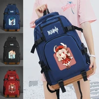game genshin impact kell qin amber anime backpack outdoor bags high capacity travel laptop bags student bookbags