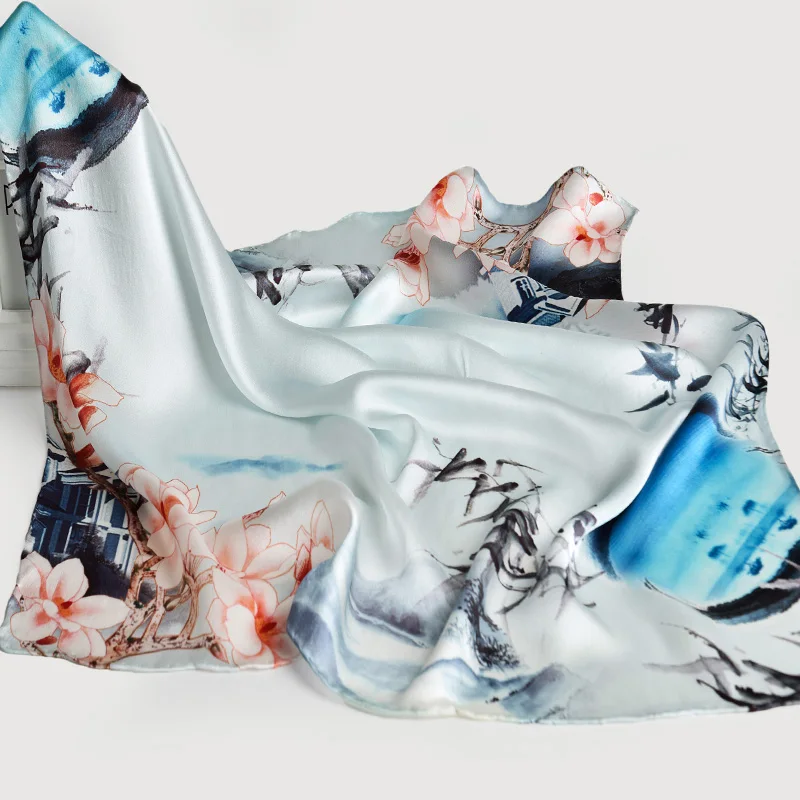 Квадратный шарф 65*65 см Шелковый платок 100% шелк из Ханчжоу для женщин бандана с