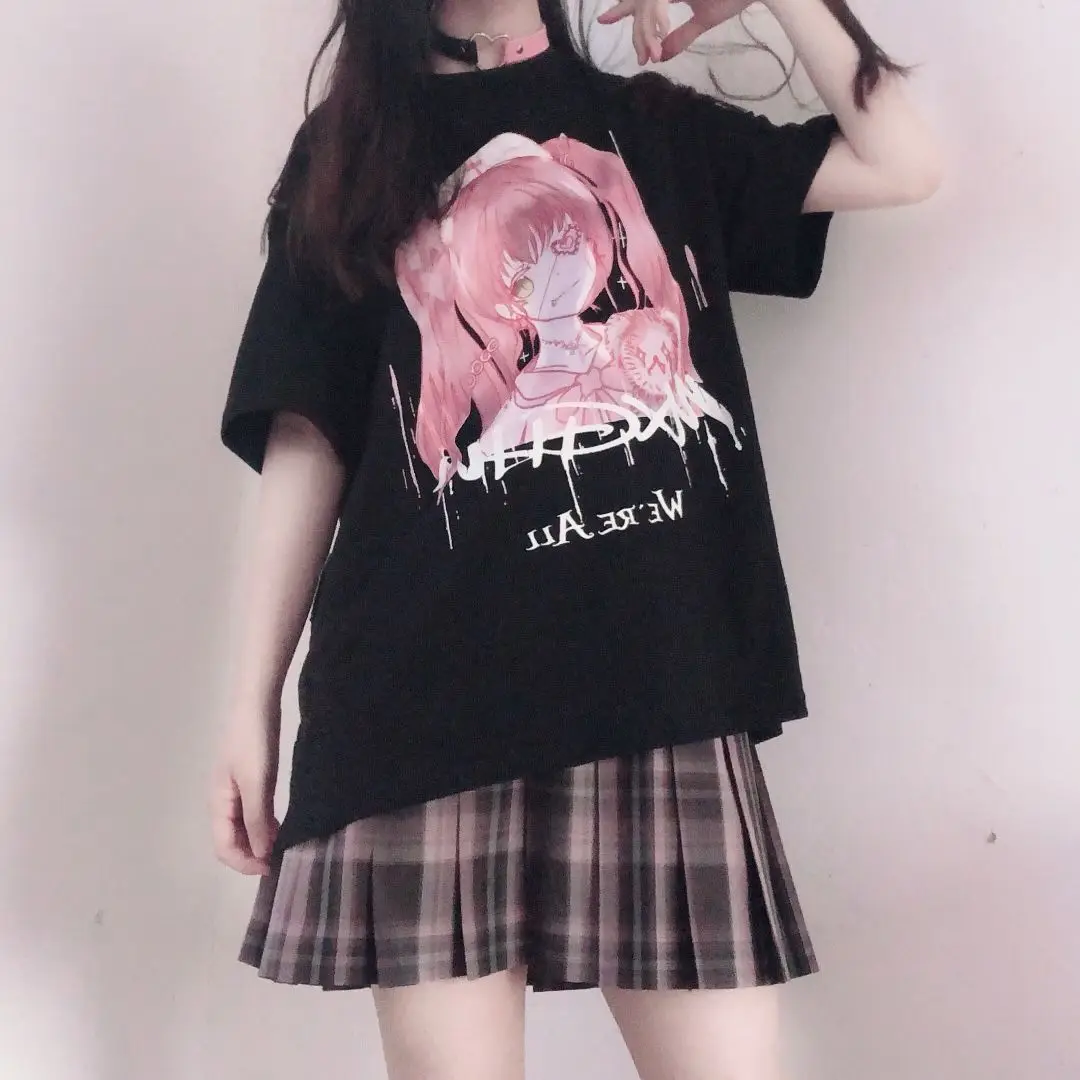 Женская футболка в стиле Харадзюку летняя готическом y2k | одежда