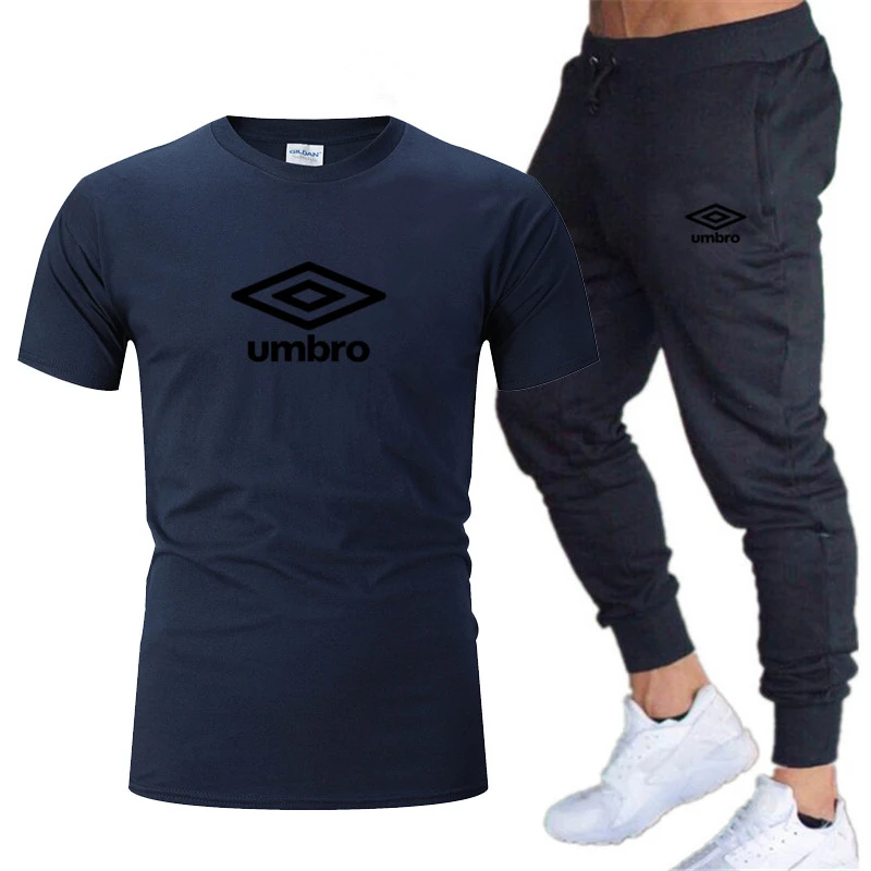

Men's summer 100% cotton printed personalized sports short-sleeved T-shirt + casual trousers, football. Basketball, sportswear