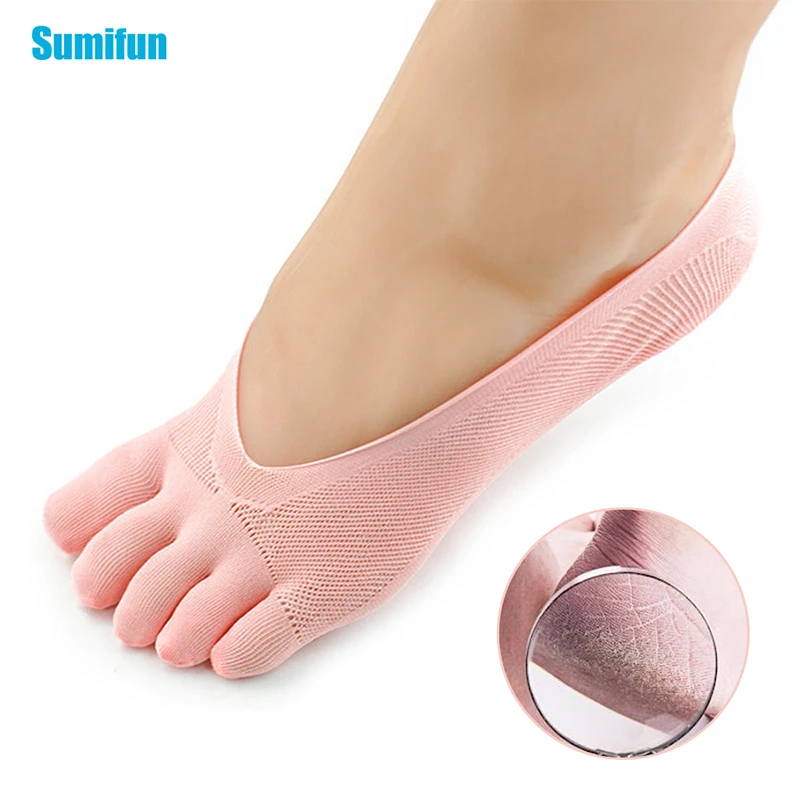 

2Pcs Five Toe Socks Foot Care Anti Cracking Moisturizing Spa Boat Socks Cracked Dead Skin Remove Protector Pain Relief Pedicure