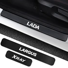 Наклейки на пороги автомобиля Лада Xray Cross цена Largus Nivr, защита порога, автомобильные аксессуары, карбоновый цвет