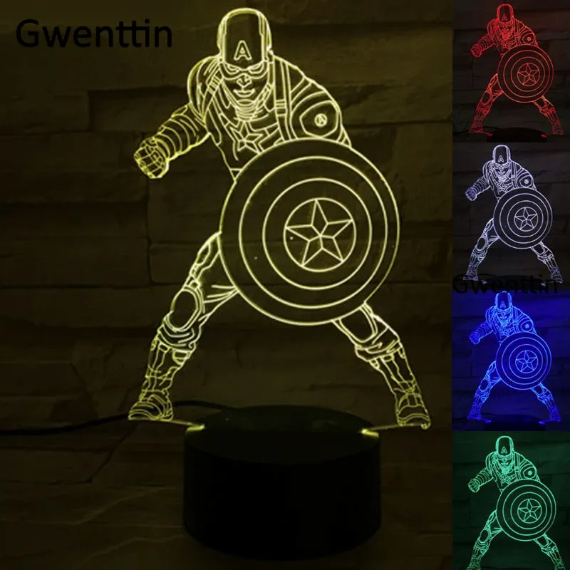 A 3D Led Иллюзия ночные светильники Супермен Человек-паук USB мультяшный стол лампа сенсорный 7 цветов Изменение детей подарок световые светильники - Испускаемый цвет: A