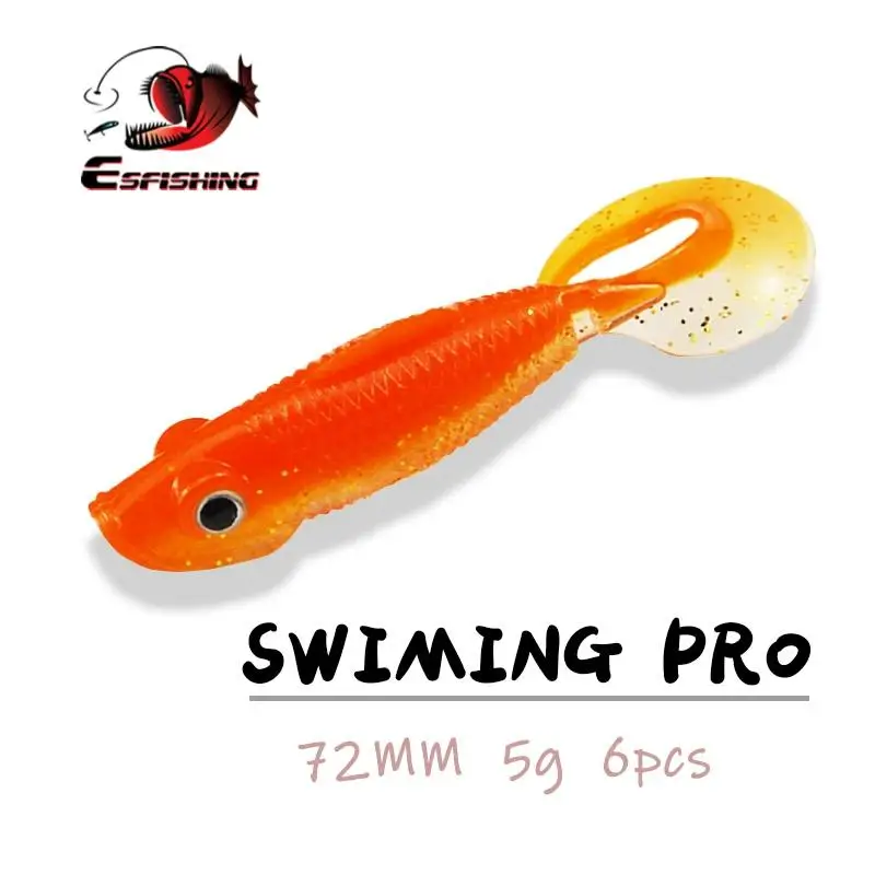 ESFISHING рыболовные приманки плавающие PRO 72 мм 6 шт. 3D глаза Grub приманка для морской
