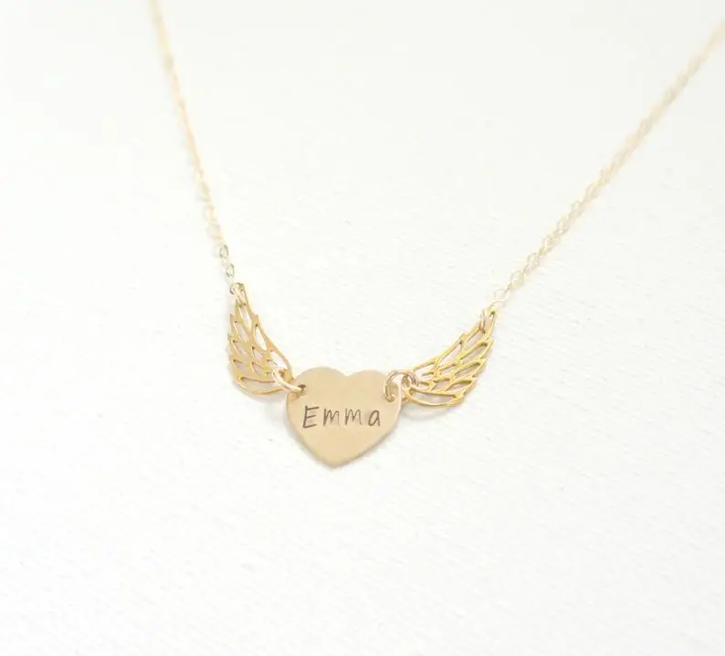 Индивидуальное ожерелье с памятными крыльями сердца искусственное ангелом