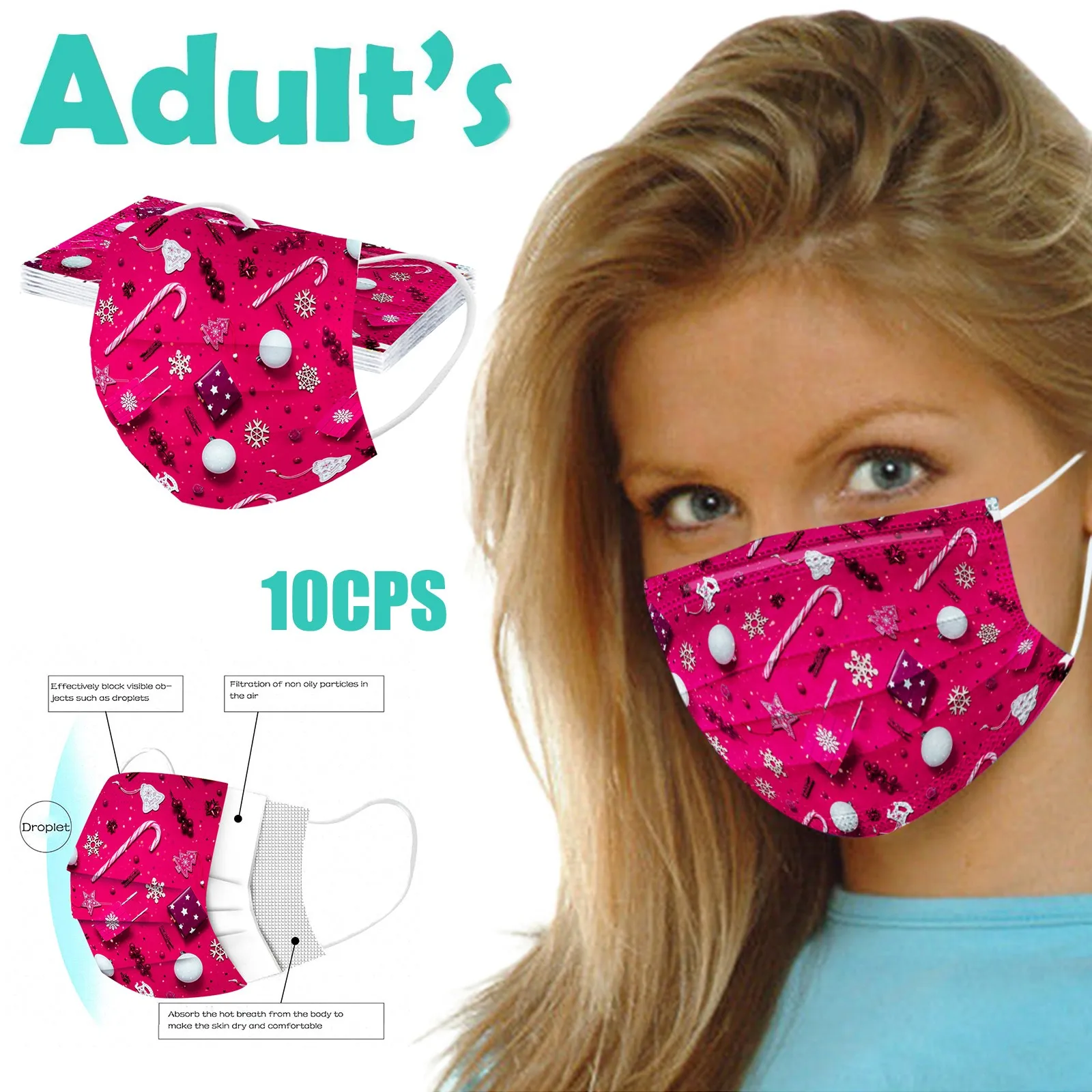 

Adult Outdoor Mask Hanging Ear Disposable Mask Three Layer Dust-proof With Meltblown Cloth Cartoon Printed Comfortable Mask d5
