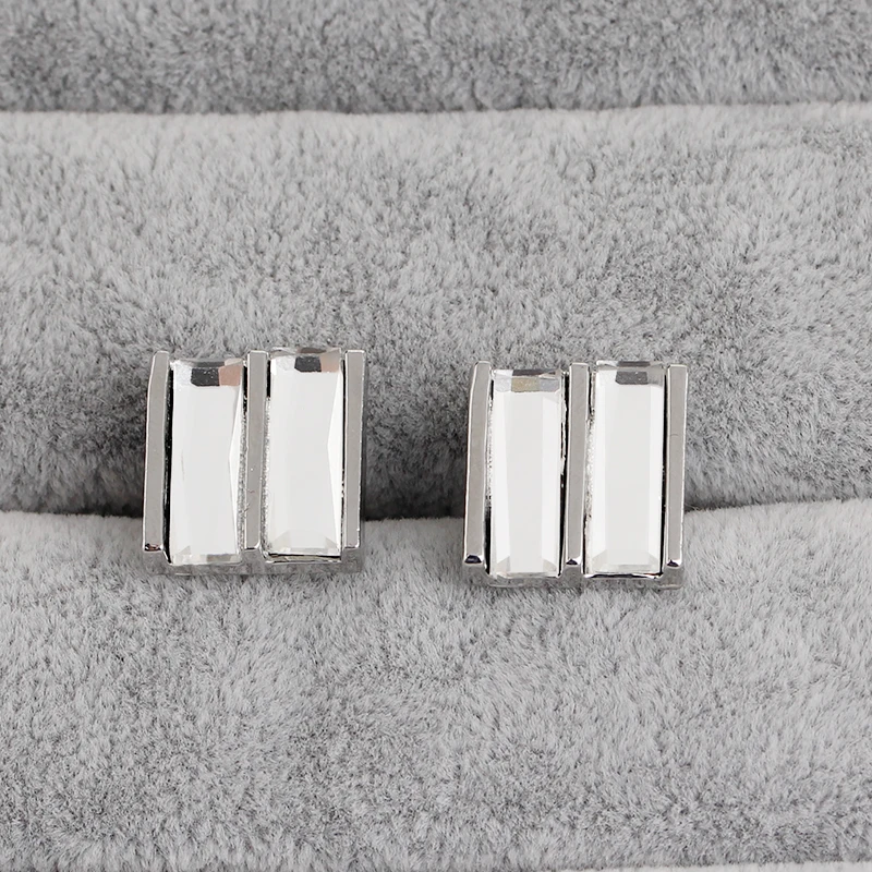 Мужские стеклянные запонки квадратные с кристаллами высокого качества |