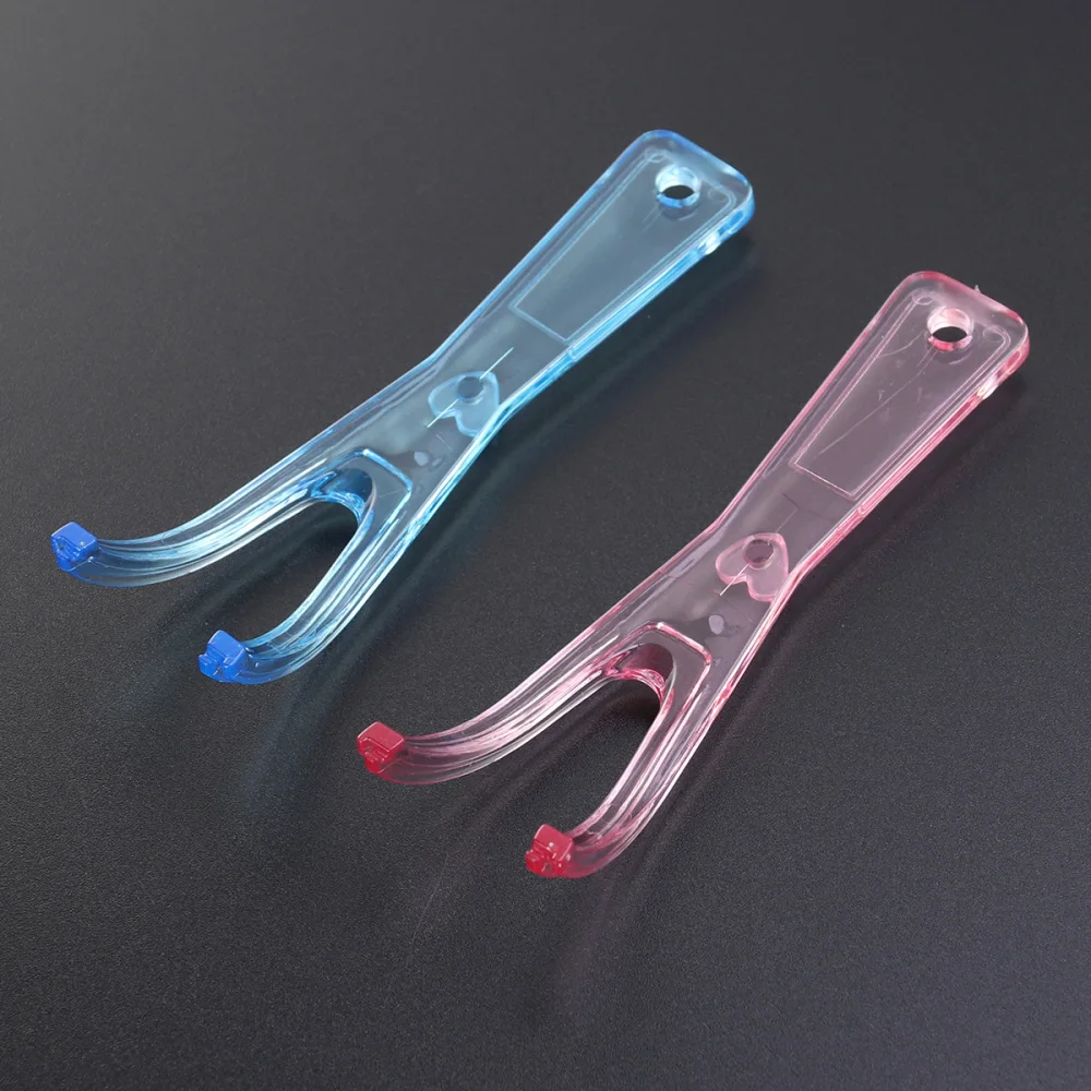 

2pcs Floss Holder Flosser Built-In Spool Flat Wire Floss Replacement Rack (+ Blue)