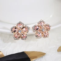 huitan romantic bridal wedding flower stud earrings 2 colors available delicate party accessories fine gift statement jewelry