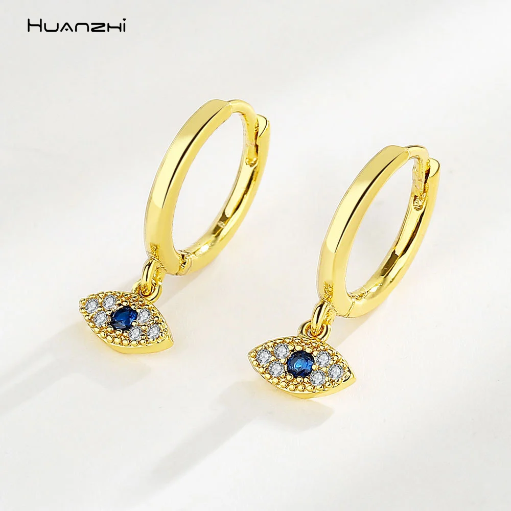 

HUANZHI новые винтажные серьги-клипсы с синими искусственными глазами S925 для женщин и мужчин, модные украшения для вечерние, подарки