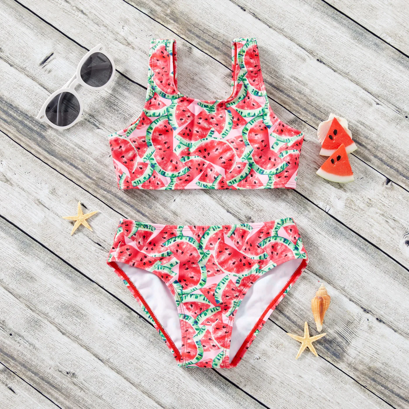 

PatPat 2021 New Summer Toddler Girl Fruit Watermelon Print Swimsuit