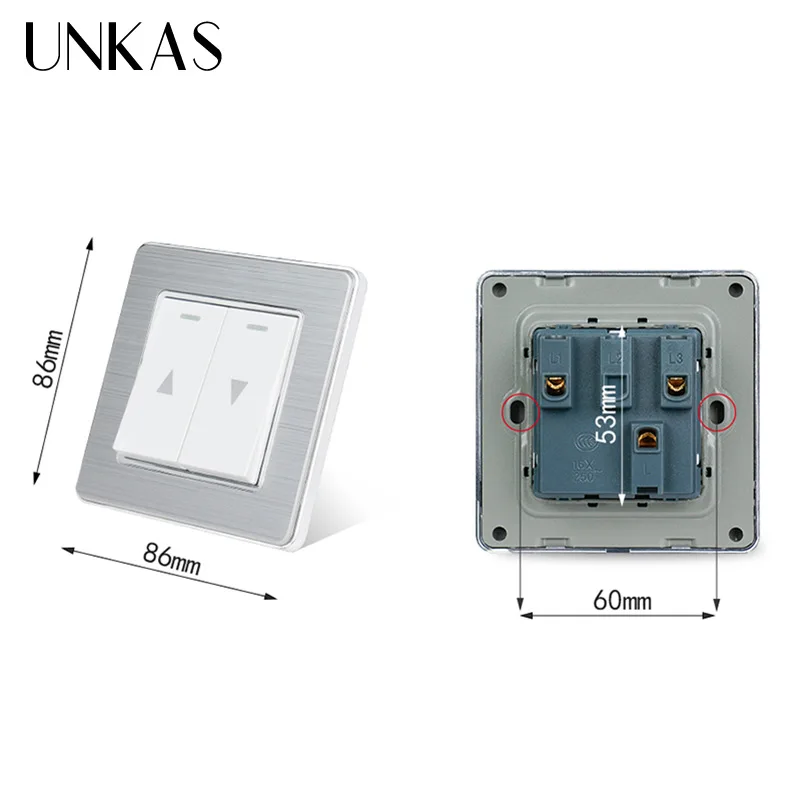 UNKAS панель из нержавеющей стали настенный переключатель для электрического