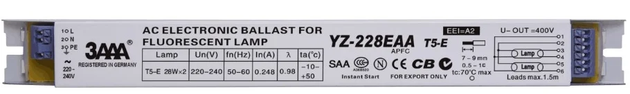 

3AAA YZ-228EAA YZ-328EAA Rectifier T5-E 220-240V 2*28W 3*28W T5 Electronic Ballasts For T5 HO Tube Fluorescent Lamp