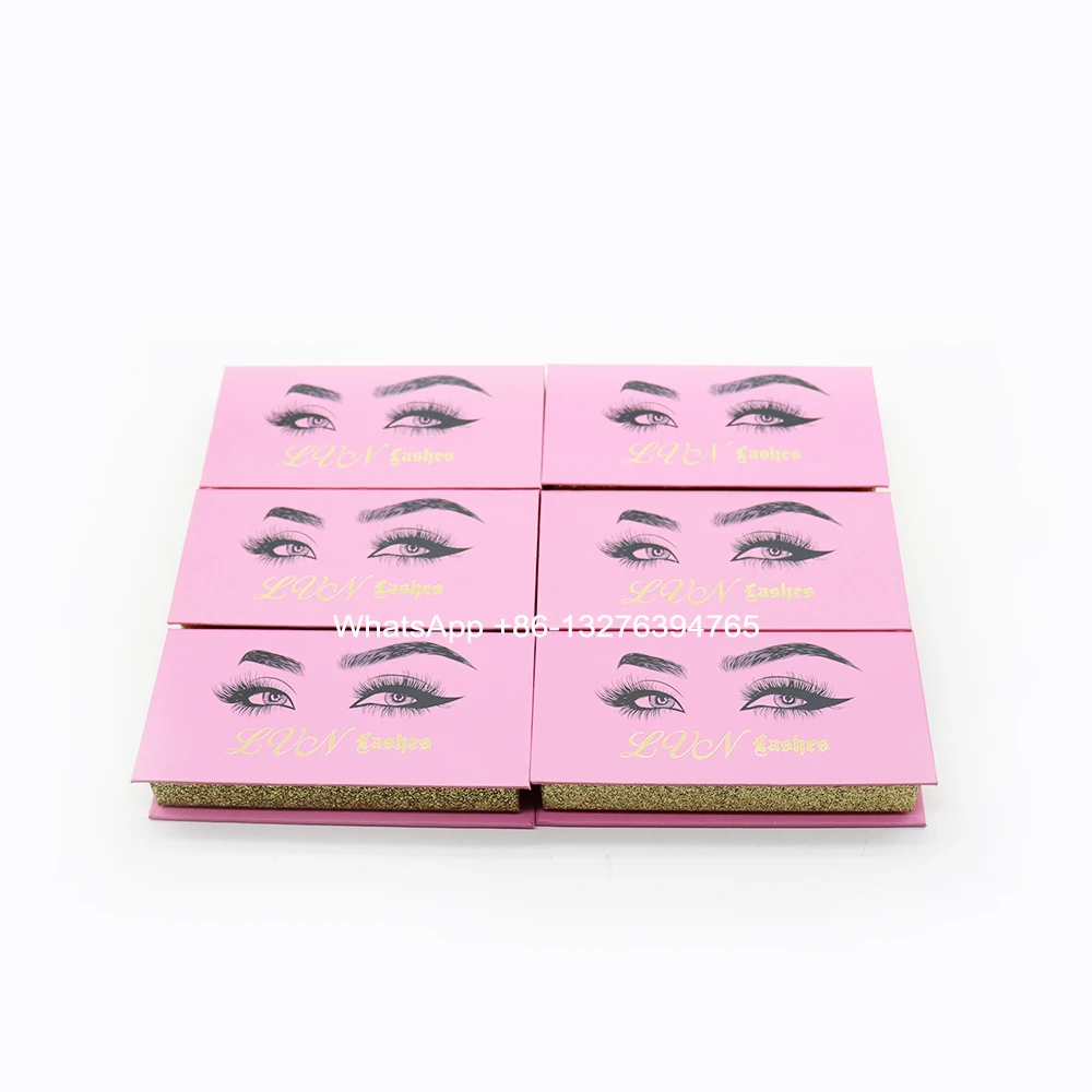 

Cute Pink Glitter Private Label Eyelash Packaging Mink Eyelashes 3D Mink Hair Lashes Custom Mink Eyelash Packaging Box With Logo
