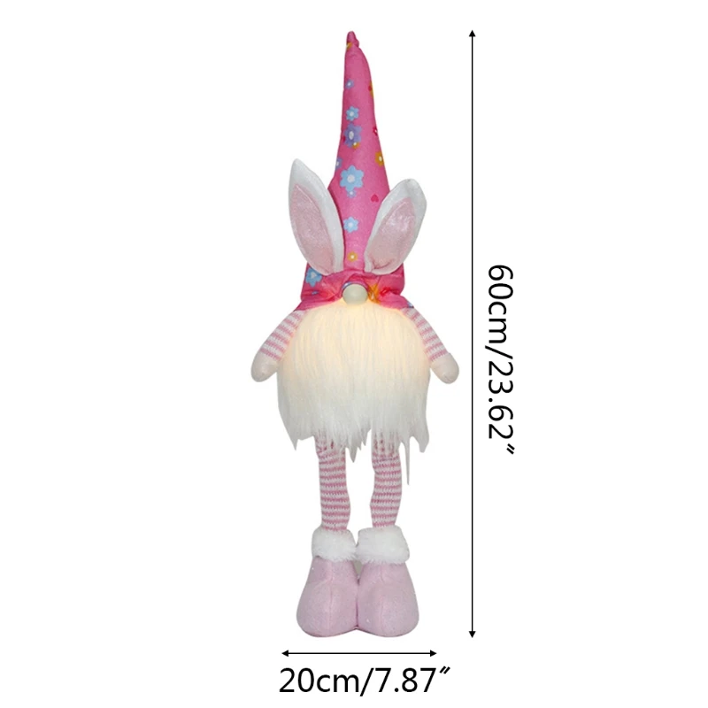

Easter Standing Bunny Gnome with LED Light Handmade Swedish Tomte Rabbit Plush Toys Doll Ornaments Home Party Easter Table Decor