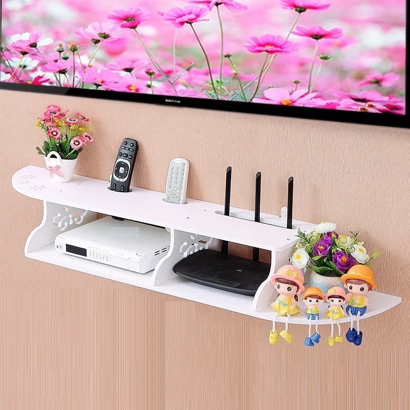 wireless Europe router living room wall hanging decoration WIFI storage rack shelf box hanger stacks TV set-top socket cover | Дом и сад