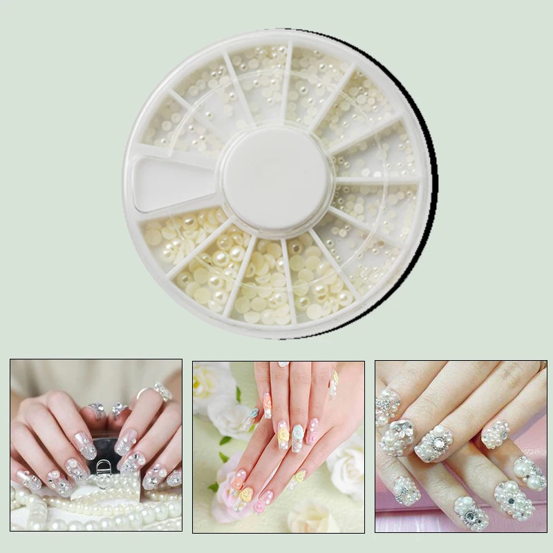 

Белые жемчужины для дизайна ногтей камни разного размера Стразы