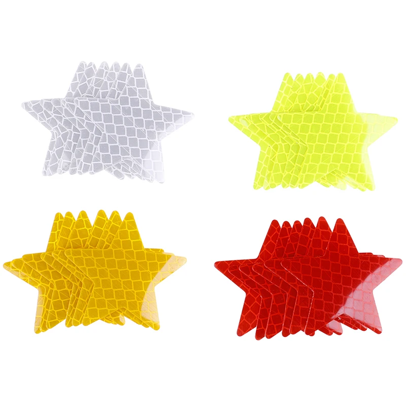 

4Pcs Reflector Stickers Decals Pentagram Reflective Warning Strip Tape Car Styling Car Bumper Reflective Strips Secure Star