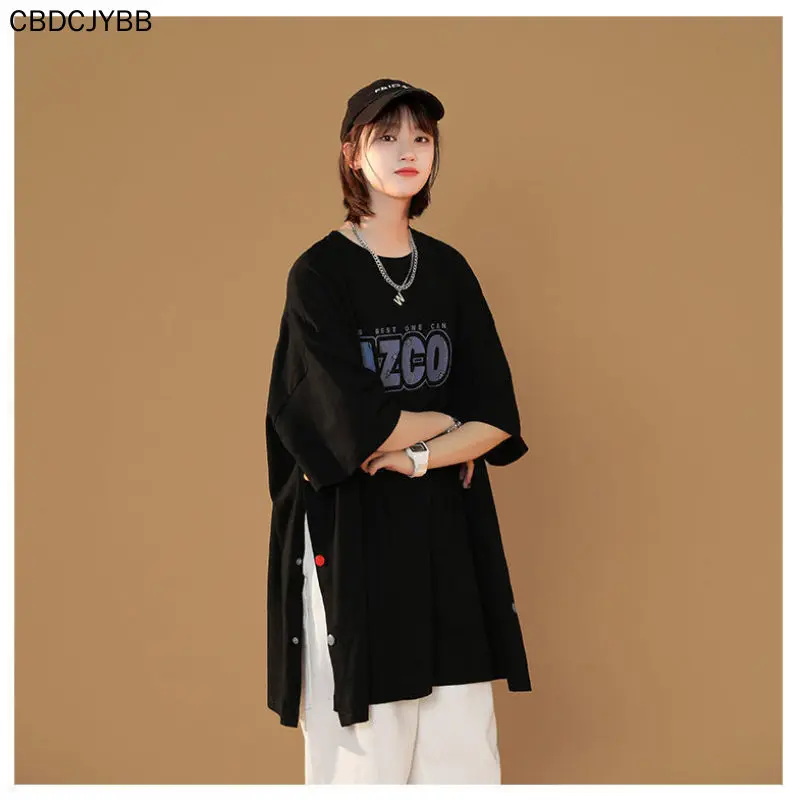 

Design Short Sleeve T-Shirt women's 2021 summer new Korean fashion split letter girls loose half sleeve tops student t shirts