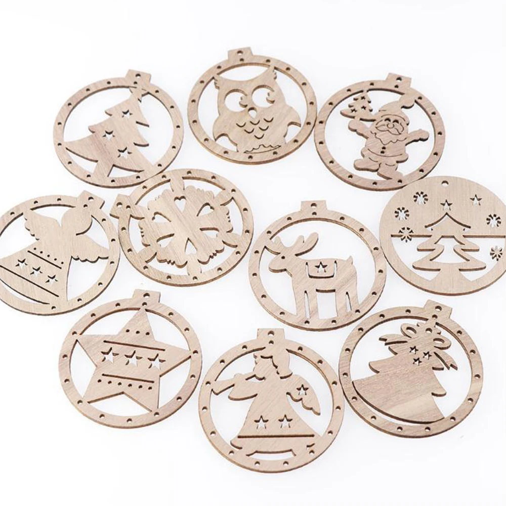 10 шт. декоративные деревянные украшения для новогодней ёлки | Дом и сад