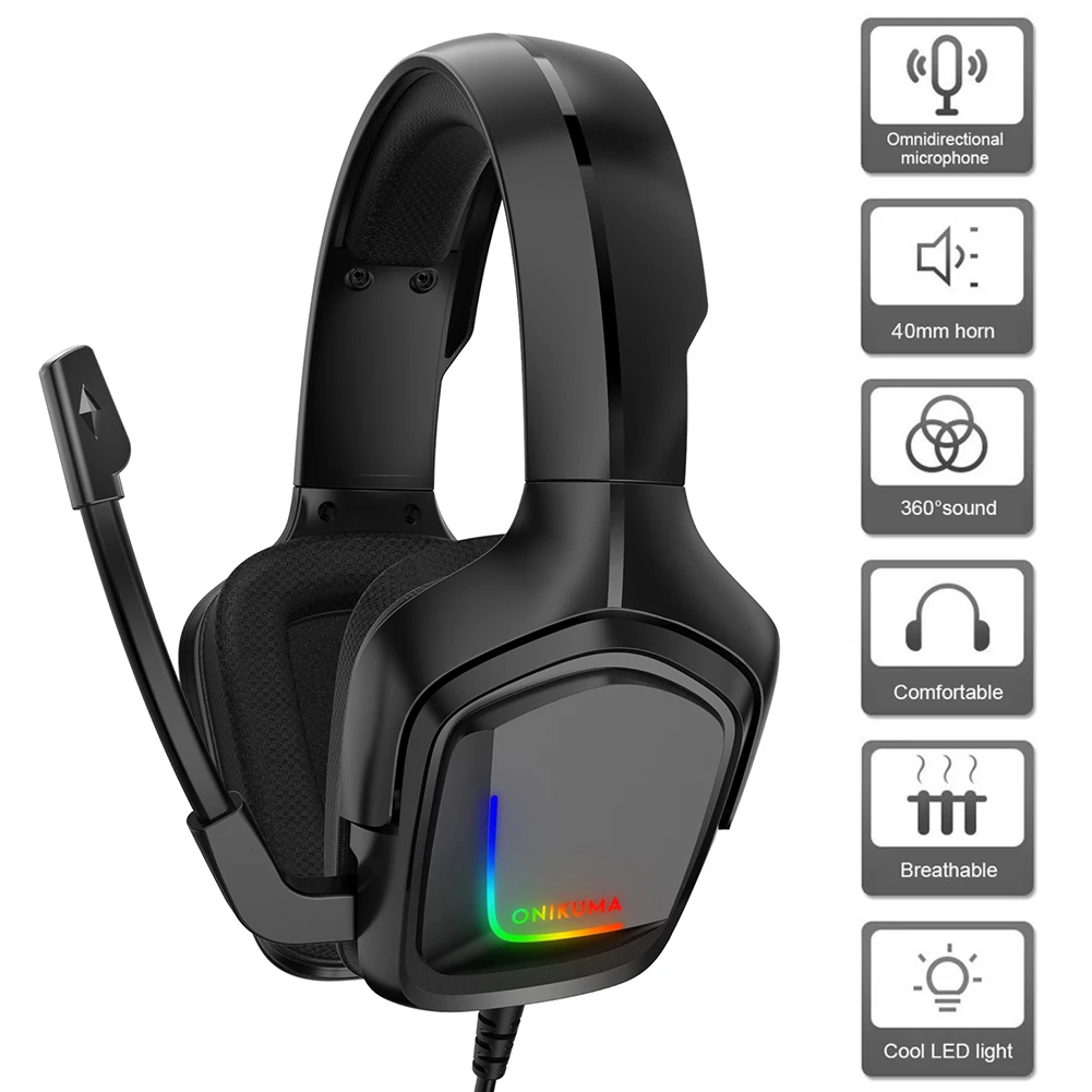 

ONIKUMA K20 RGB Backlight Gaming Headset 3.5mm Wired Headphone with Microphone for Computer Tablets Smartphone