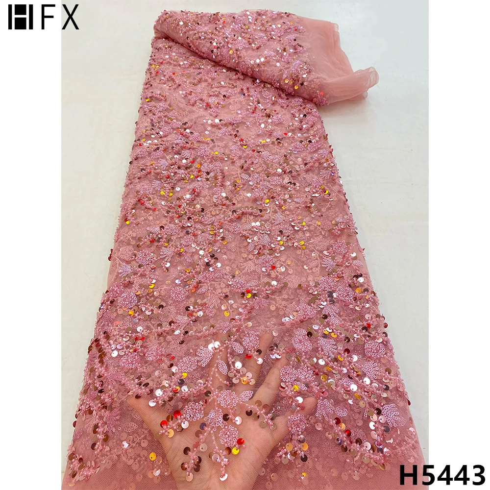 HFX 2021 green Handmade Lace Fabric Tissu Heavy Beaded Fabrics Luxury French sequins for Bridal Materials H5443 | Дом и сад