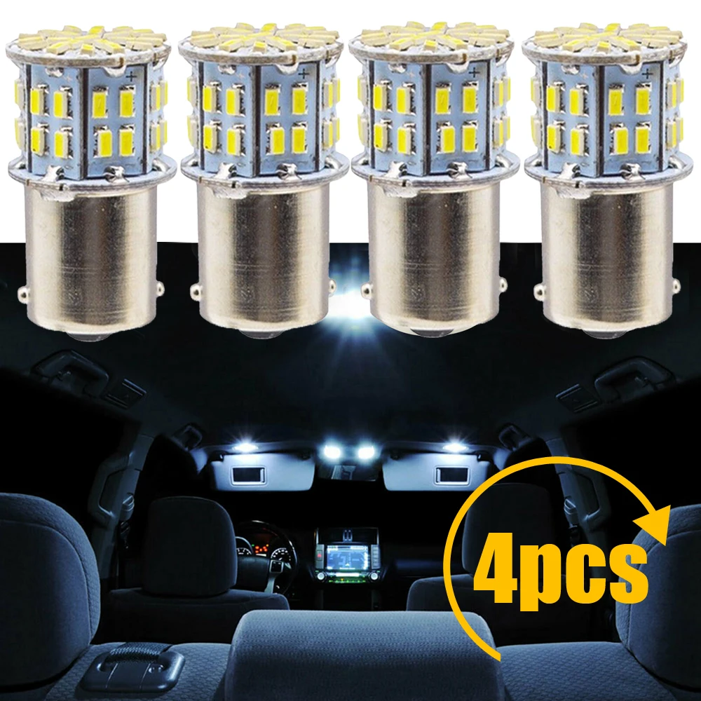 

4Pcs/Set 1156 Xenon White LED Bulb For Car Turn Signal Back Up Reverse Brake Tail Light Accessories