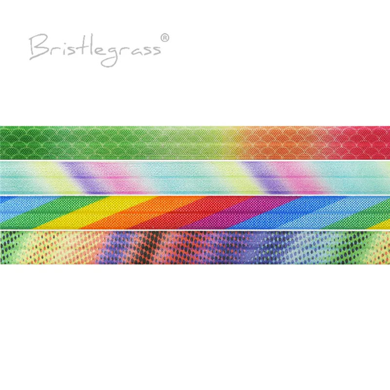 BRISTLEGRASS Combo 8 ярдов 5/8 &quot15 мм Радужная чешуя Русалки принт складывается поверх