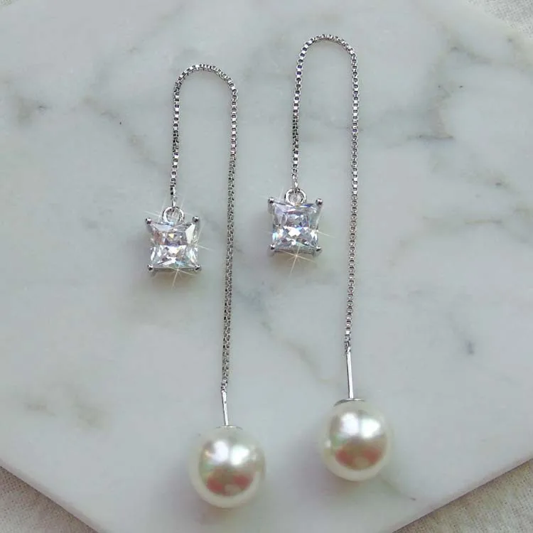 Новинка 2019 яркие квадратные Искусственные серьги из циркония длинные модные