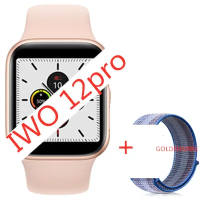 add Nylon strap IWO 12 часы серии 5 1:1 Bluetooth Смарт часы 40 мм 44 мм для apple iPhone 11 pro IOS Android телефон smartwatch человек PK IWO 11/10 - Цвет: add Nylon strap