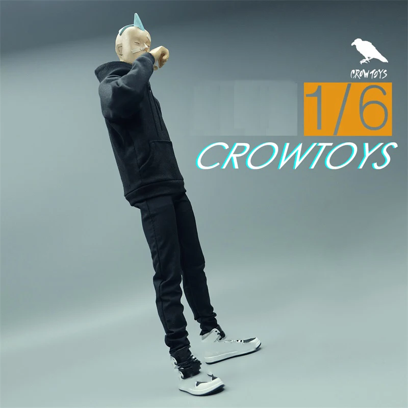Лидер продаж 1/6 модные Crowntoys 2 цвета черно-белые штаны с капюшоном брюки для