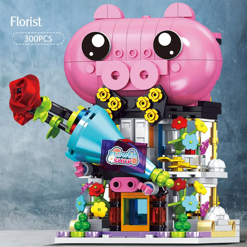 

6 in 1 City Street View House Model Building Block Creator Assembled Mall Animal Figures Bricks Toys For Kids Christmas Gifts