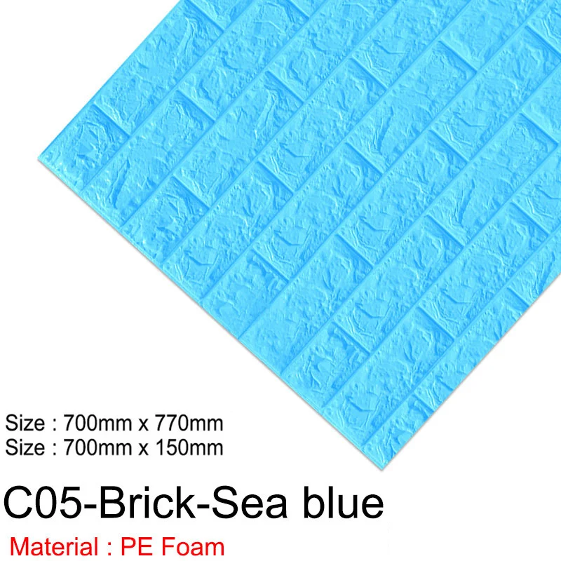 C05-Brick-Sea Blue 3D наклейки на стену самоклеящиеся водонепроницаемые DIY декоративные обои 3D для спальни детской комнаты 3D кирпичные наклейки на стену гостиная - Цвет: C05-Brick-Sea Blue