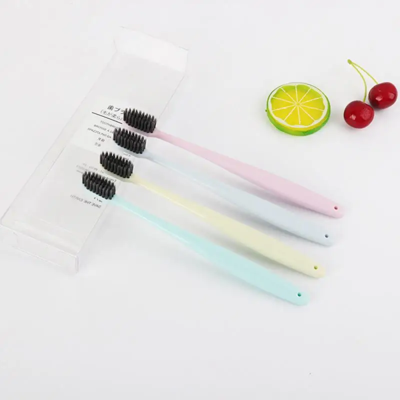 4 шт./компл. с бамбуковым древесным углем Зубная щётка вида цветов Нескользящая