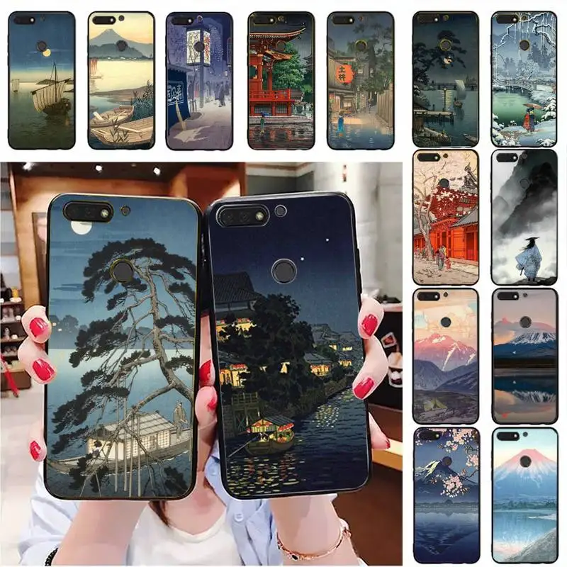 

Japanese style Art Crane Fuji Mountain Wave Phone Case For Huawei Honor 7A 8X 10 20lite 10i 20i 7C 8C 5A 8A 9X pro Mate 20 lite
